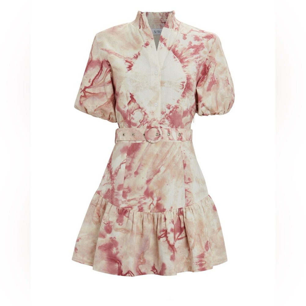 NEW SWF X Revolve Mini Shirt Dress in Palace with Belt Women’s Size Small